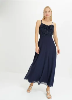 bonprix bonprix Vestido de tirantes con lentejuelas bordadas Azul marino Best