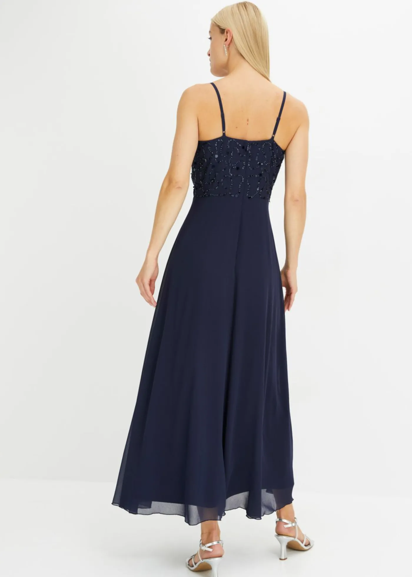 bonprix bonprix Vestido de tirantes con lentejuelas bordadas Azul marino Best