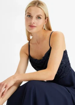 bonprix bonprix Vestido de tirantes con lentejuelas bordadas Azul marino Best