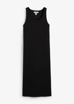 bonprix bonprix Vestido de tirantes de algodón orgánico elástico Negro Clearance