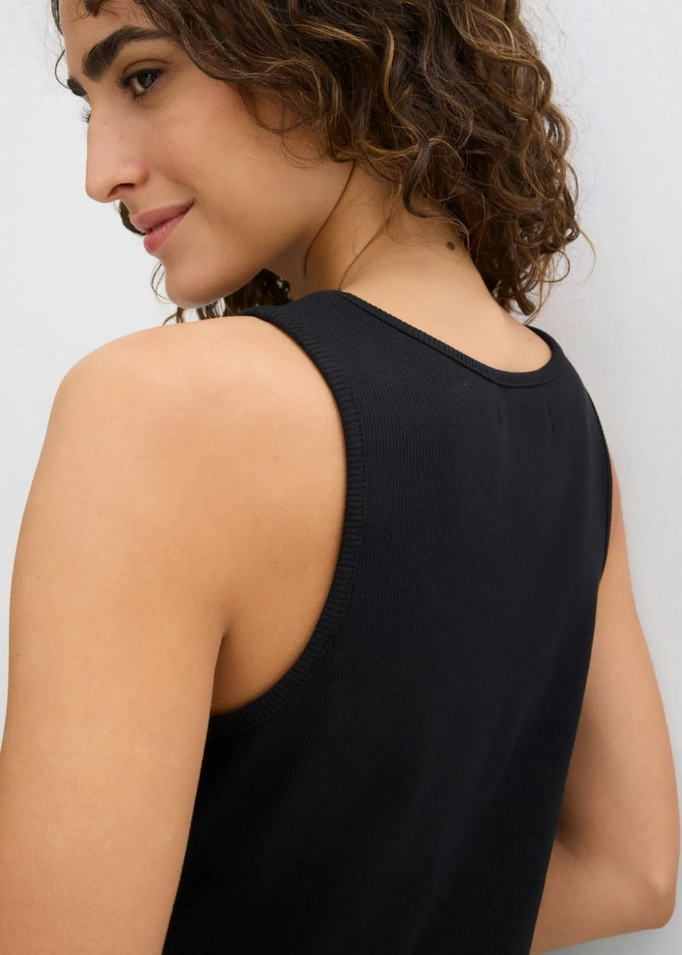 bonprix bonprix Vestido de tirantes de algodón orgánico elástico Negro Clearance