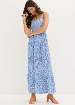 bonprix bonprix Vestido de tirantes de mezcla de viscosa Azul con patrón Paisley Clearance