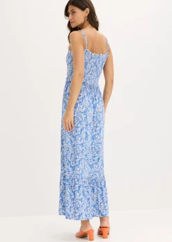 bonprix bonprix Vestido de tirantes de mezcla de viscosa Azul con patrón Paisley Clearance