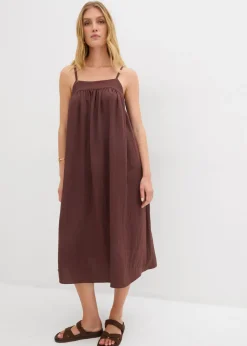 bonprix bonprix Vestido de tirantes de mezcla suave de viscosa Marrón tierra Sale