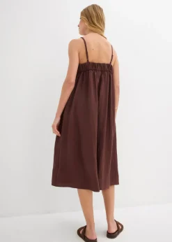 bonprix bonprix Vestido de tirantes de mezcla suave de viscosa Marrón tierra Sale
