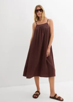 bonprix bonprix Vestido de tirantes de mezcla suave de viscosa Marrón tierra Sale
