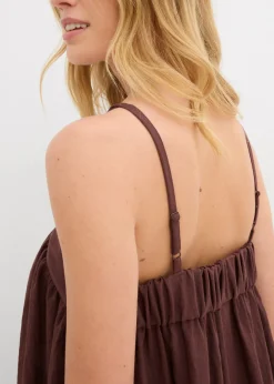 bonprix bonprix Vestido de tirantes de mezcla suave de viscosa Marrón tierra Sale