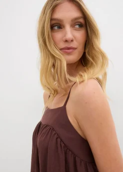 bonprix bonprix Vestido de tirantes de mezcla suave de viscosa Marrón tierra Sale