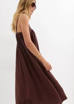 bonprix bonprix Vestido de tirantes de mezcla suave de viscosa Marrón tierra Sale