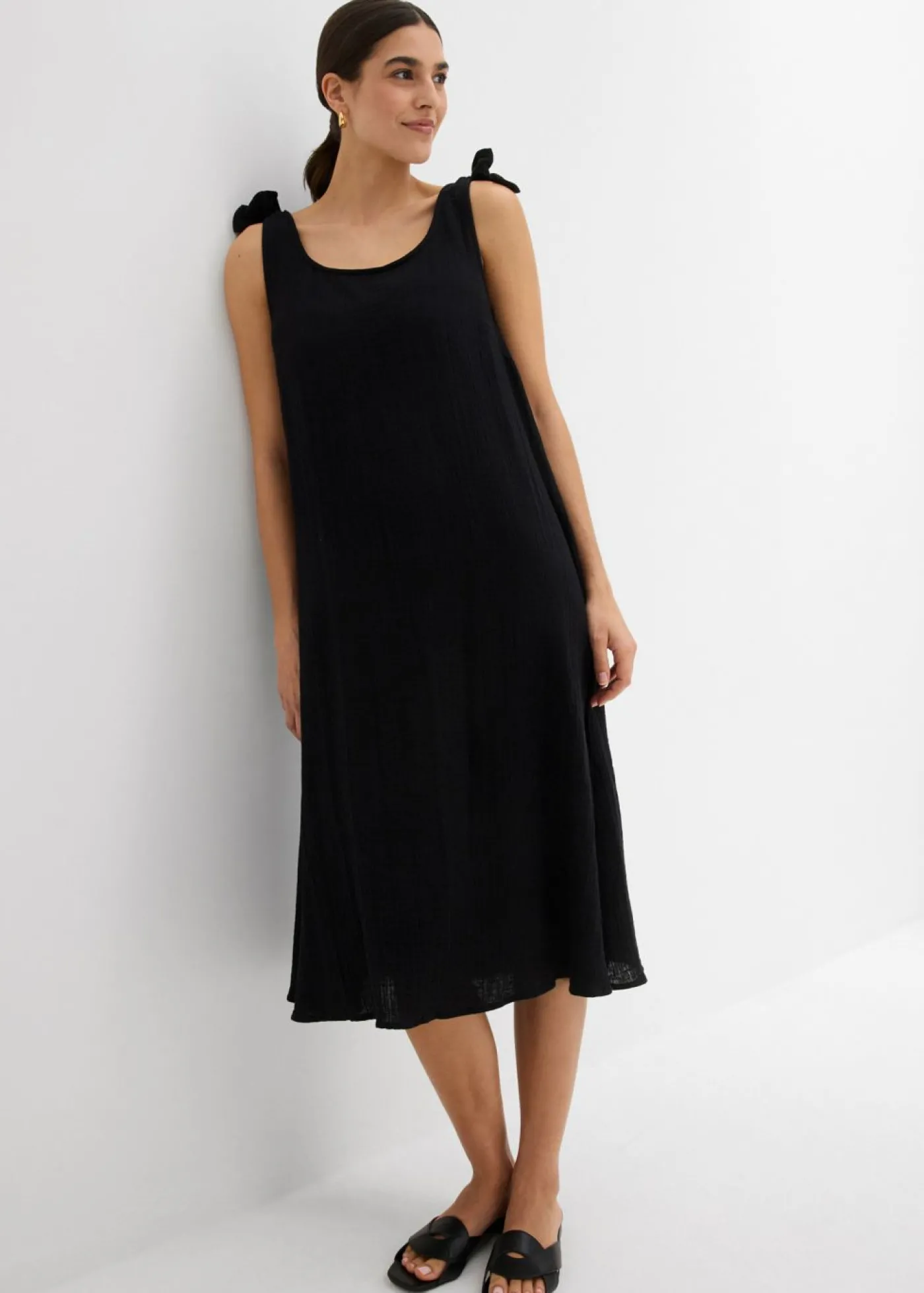 bonprix bonprix Vestido de tirantes de muselina suave Negro Best