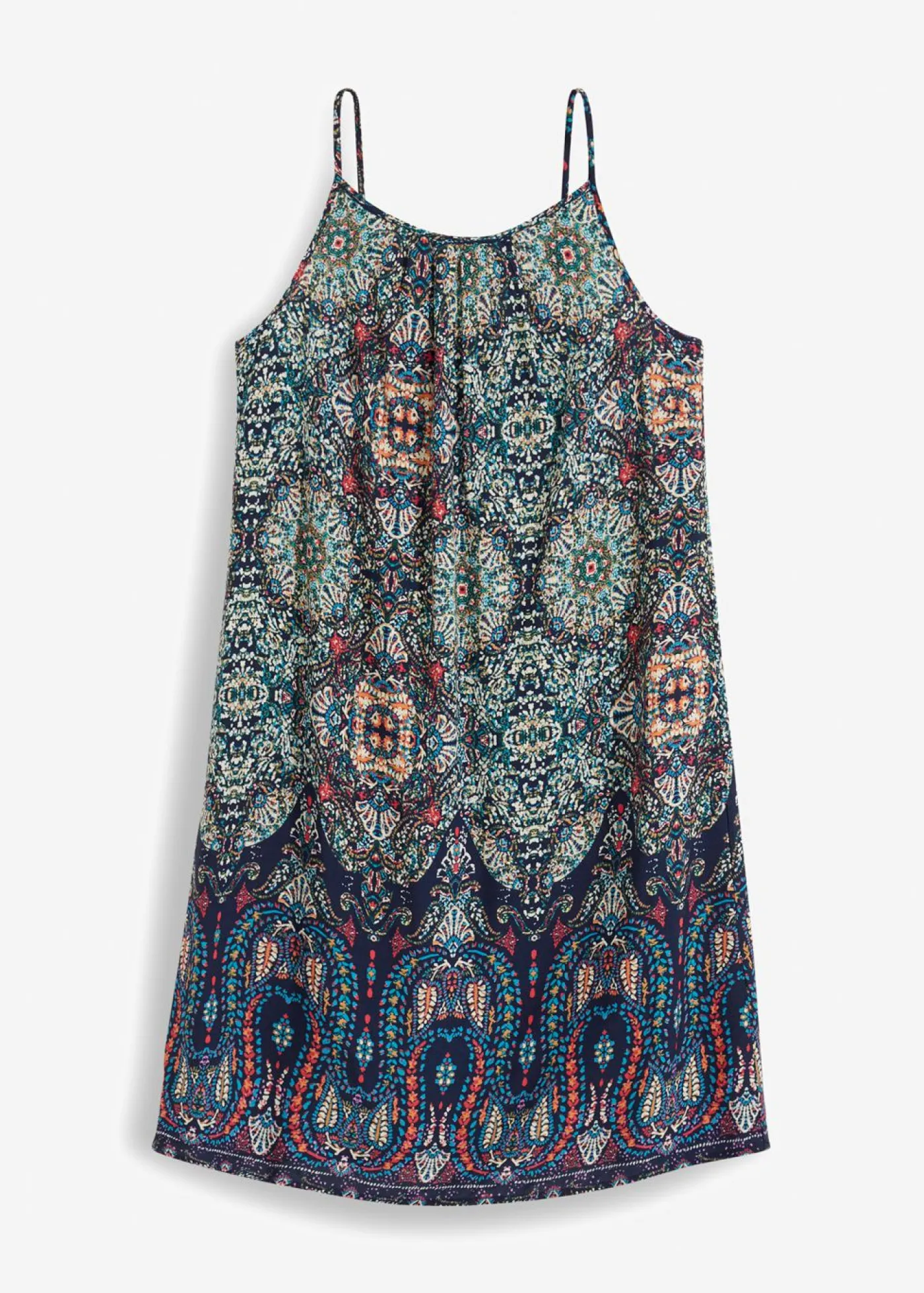 bonprix bonprix Vestido de tirantes de viscosa fluida Azul oscuro estampado New