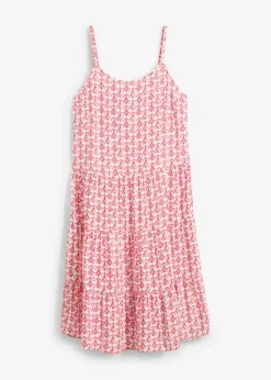 bonprix bonprix Vestido de tirantes de viscosa fluida Blanco-rojo Online