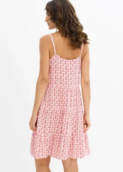 bonprix bonprix Vestido de tirantes de viscosa fluida Blanco-rojo Online