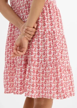 bonprix bonprix Vestido de tirantes de viscosa fluida Blanco-rojo Online