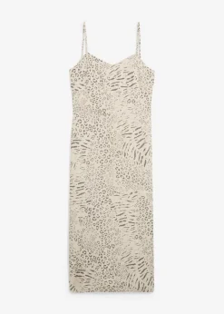 bonprix bonprix Vestido de tirantes de viscosa fluida estampado leo arena Sale