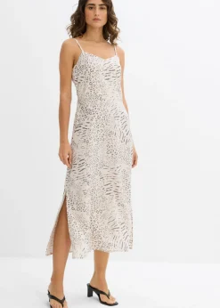 bonprix bonprix Vestido de tirantes de viscosa fluida estampado leo arena Sale