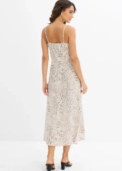 bonprix bonprix Vestido de tirantes de viscosa fluida estampado leo arena Sale