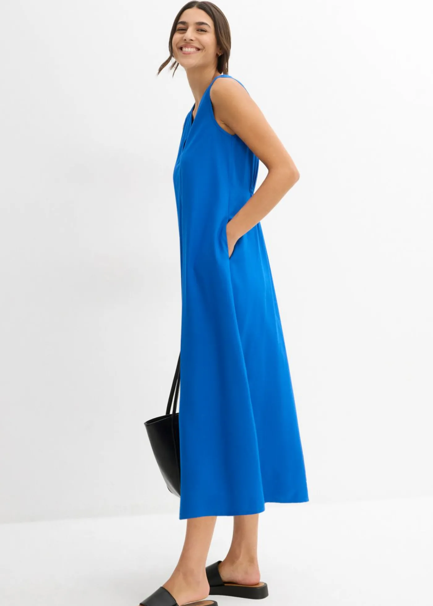 bonprix bonprix Vestido de tirantes de viscosa fluida Azur Online