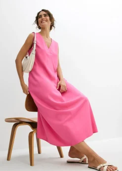 bonprix bonprix Vestido de tirantes de viscosa fluida Rosa Hot