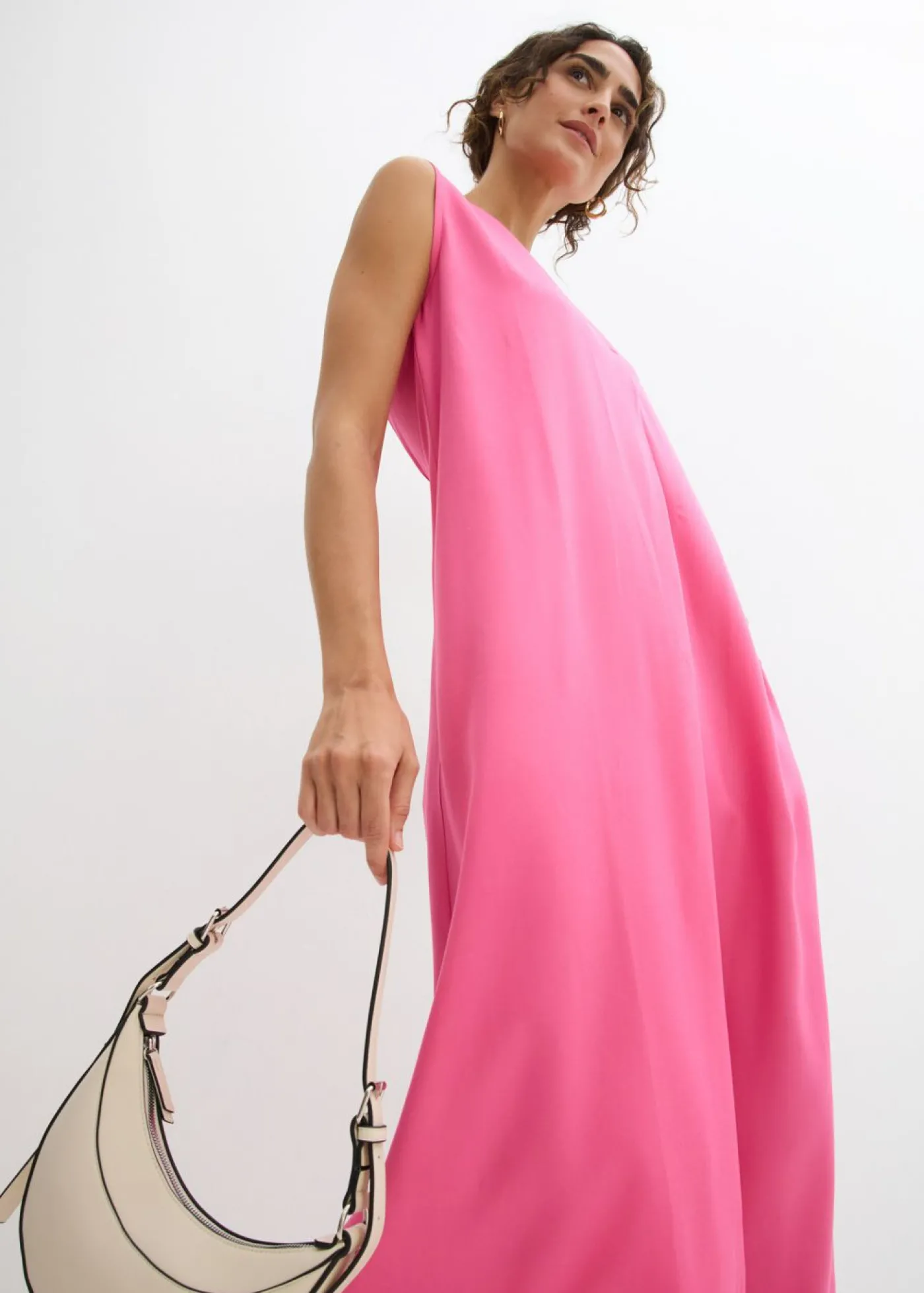 bonprix bonprix Vestido de tirantes de viscosa fluida Rosa Hot