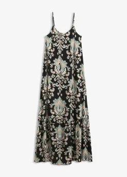 bonprix bonprix Vestido de tirantes de viscosa estructurada Negro Sale