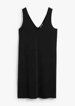 bonprix bonprix Vestido de tirantes fluido con escote en V Negro Sale