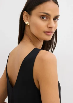 bonprix bonprix Vestido de tirantes fluido con escote en V Negro Sale