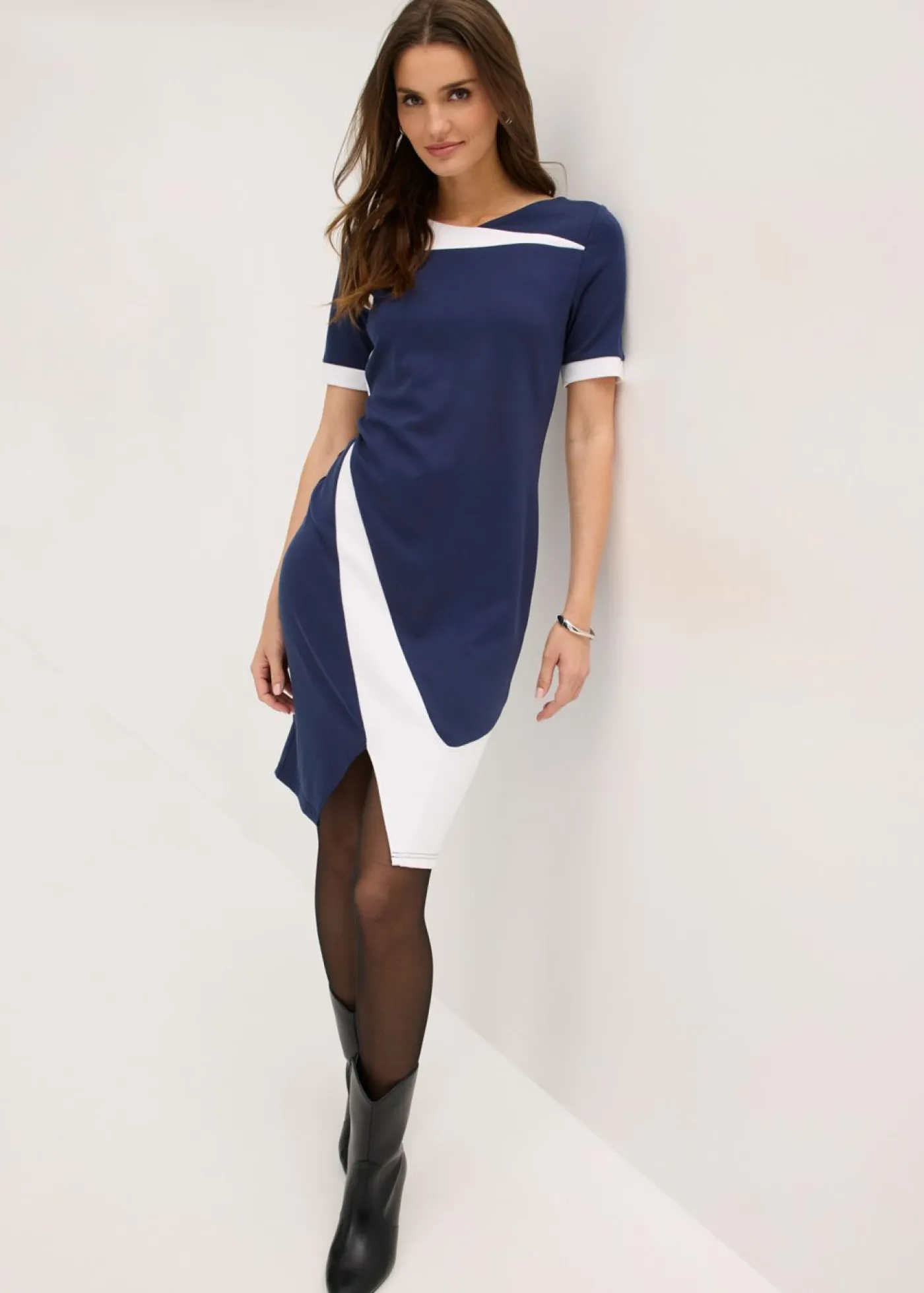 bonprix bonprix Vestido de tubo Azul marino-blanco Hot