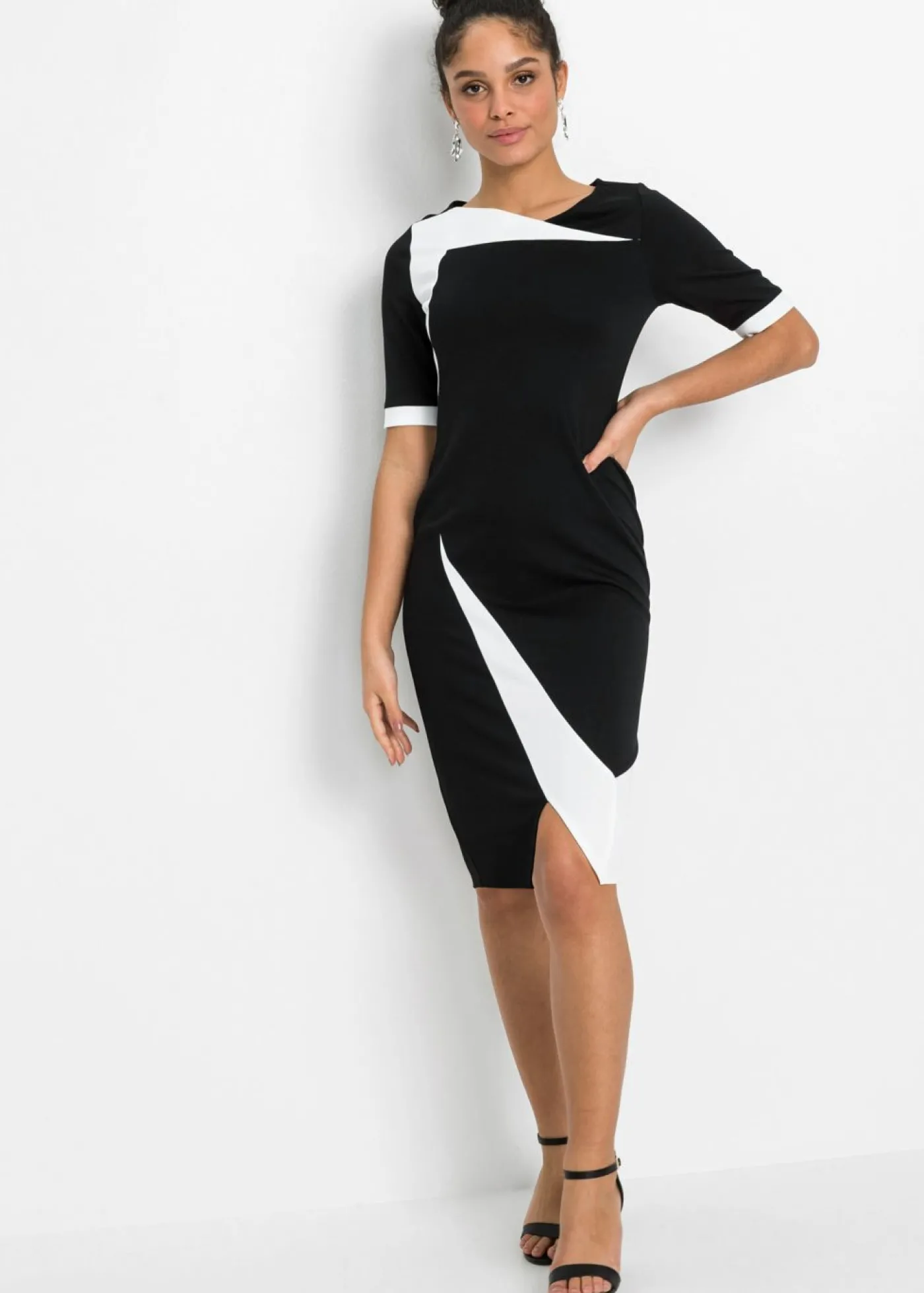 bonprix bonprix Vestido de tubo Negro-blanco Discount