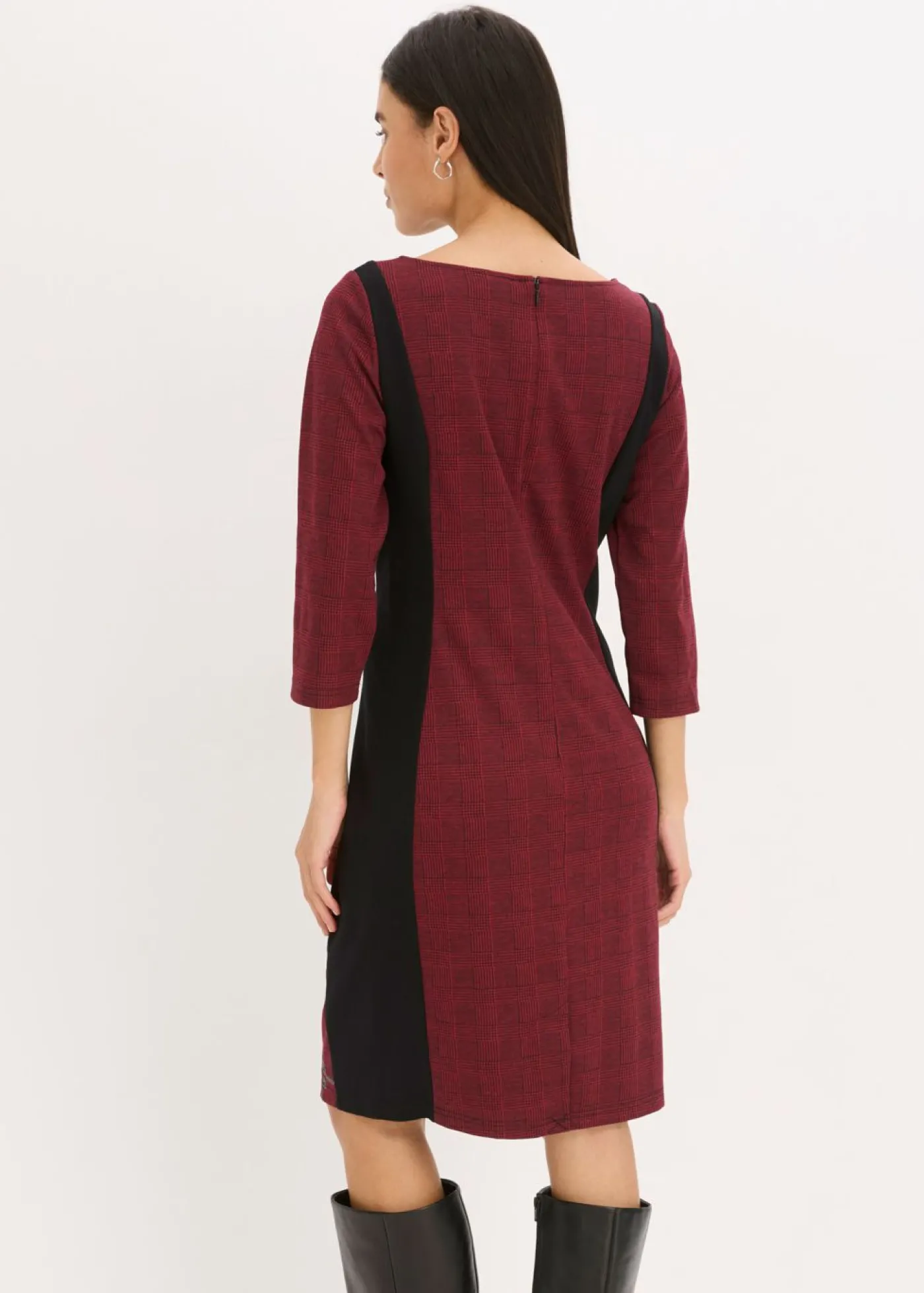 bonprix bpc selection premium Vestido de tubo con bordado de lentejuelas Rojo oscuro-negro de cuadros Outlet