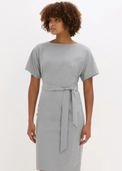 bonprix bonprix Vestido de tubo con mangas tipo murciélago Gris jaspeado