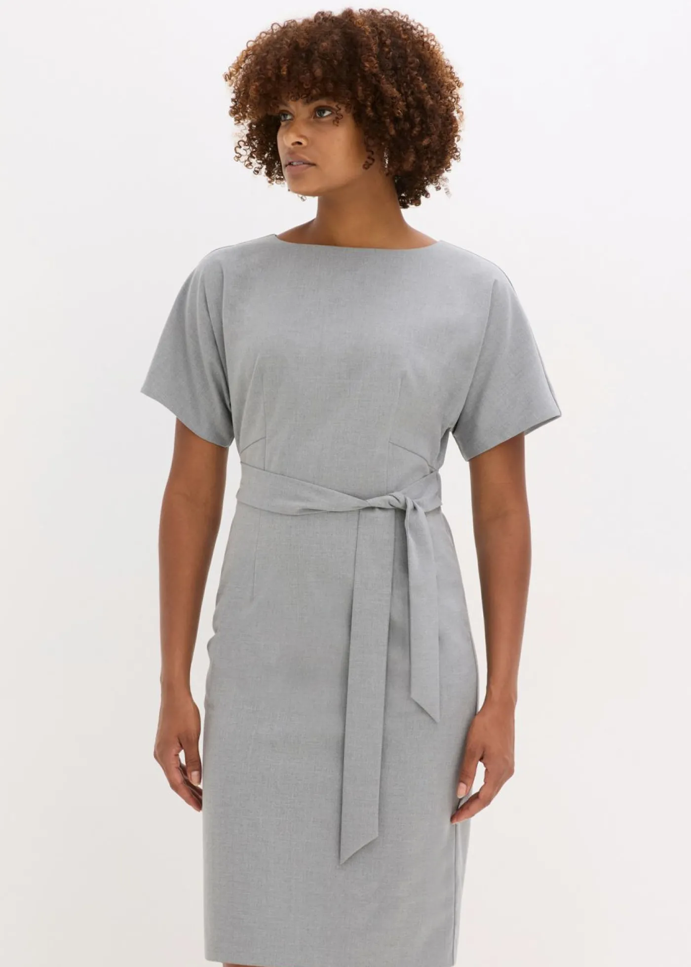 bonprix bonprix Vestido de tubo con mangas tipo murciélago Gris jaspeado