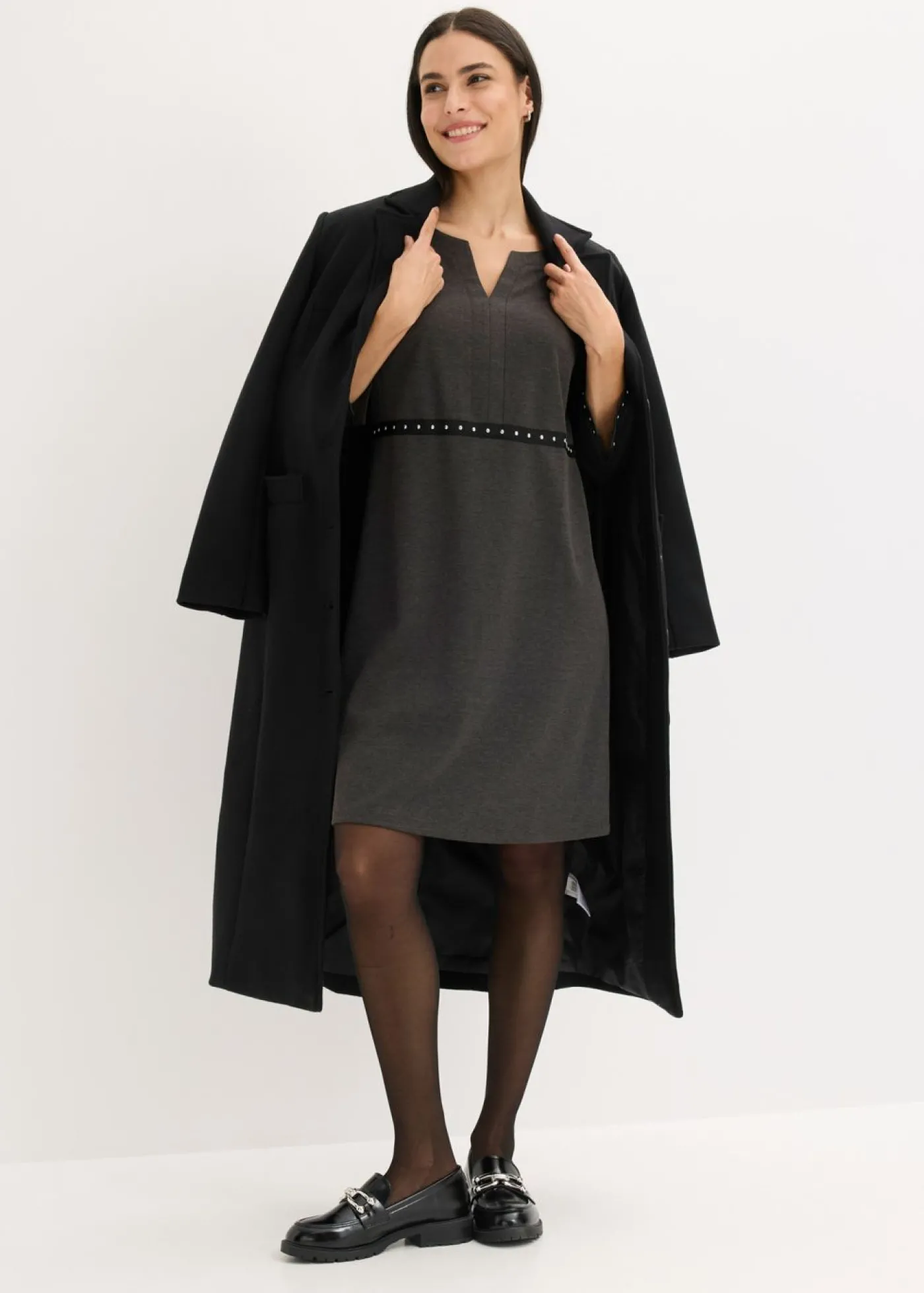 bonprix bonprix Vestido de tubo en Punto di Roma Antracita jaspeado Clearance