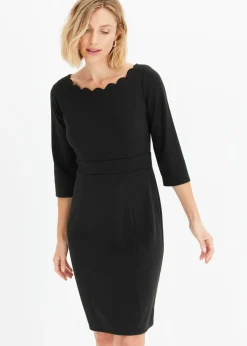 bonprix bonprix Vestido de tubo en Punto di Roma Negro Clearance