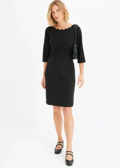 bonprix bonprix Vestido de tubo en Punto di Roma Negro Clearance