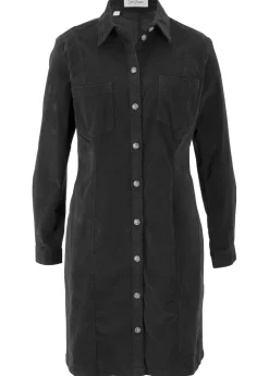 bonprix bonprix Vestido elástico de pana Negro Online