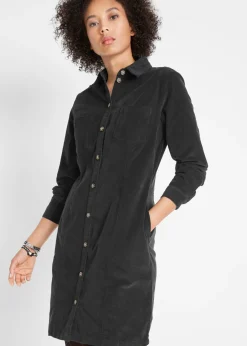 bonprix bonprix Vestido elástico de pana Negro Online