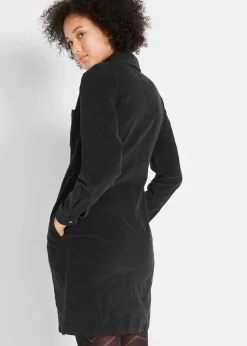 bonprix bonprix Vestido elástico de pana Negro Online