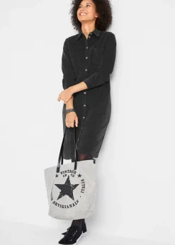 bonprix bonprix Vestido elástico de pana Negro Online