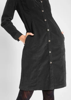 bonprix bonprix Vestido elástico de pana Negro Online