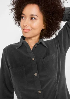 bonprix bonprix Vestido elástico de pana Negro Online