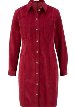 bonprix bonprix Vestido elástico de pana rojo castaño