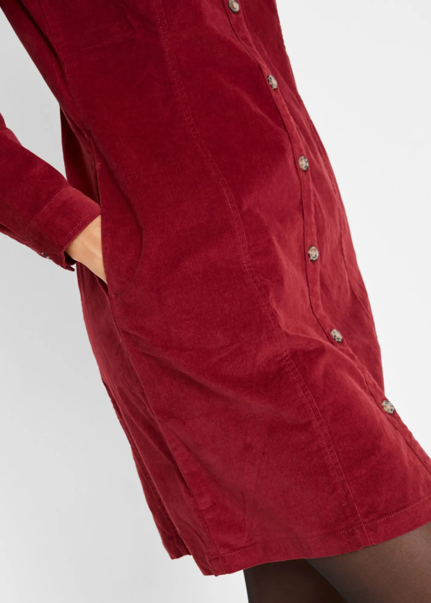 bonprix bonprix Vestido elástico de pana rojo castaño