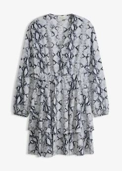 bonprix bonprix Vestido estampado Negro-blanco con estampado de serpiente Hot