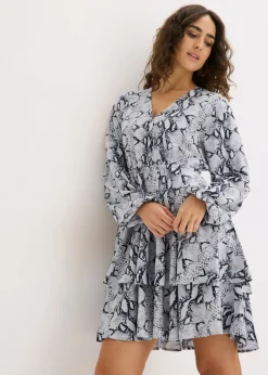 bonprix bonprix Vestido estampado Negro-blanco con estampado de serpiente Hot