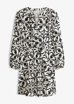 bonprix bonprix Vestido estampado blanco-negro estampado