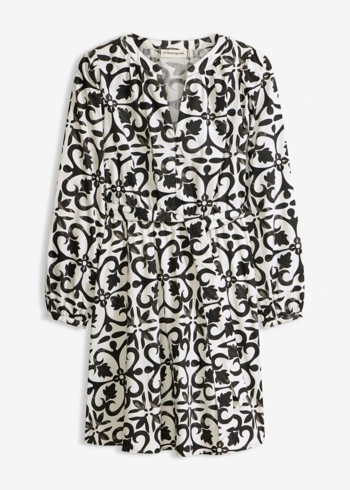 bonprix bonprix Vestido estampado blanco-negro estampado