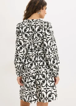 bonprix bonprix Vestido estampado blanco-negro estampado