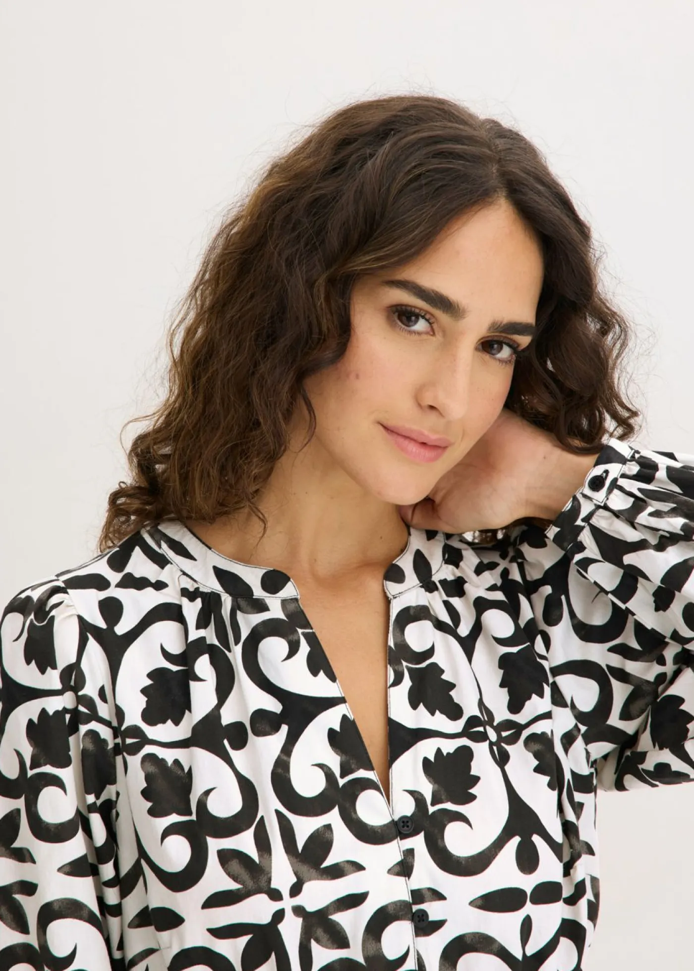 bonprix bonprix Vestido estampado blanco-negro estampado