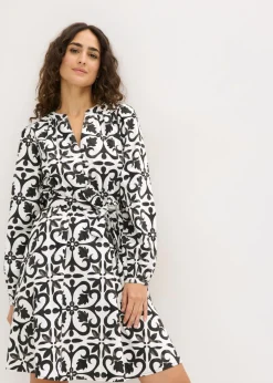bonprix bonprix Vestido estampado blanco-negro estampado